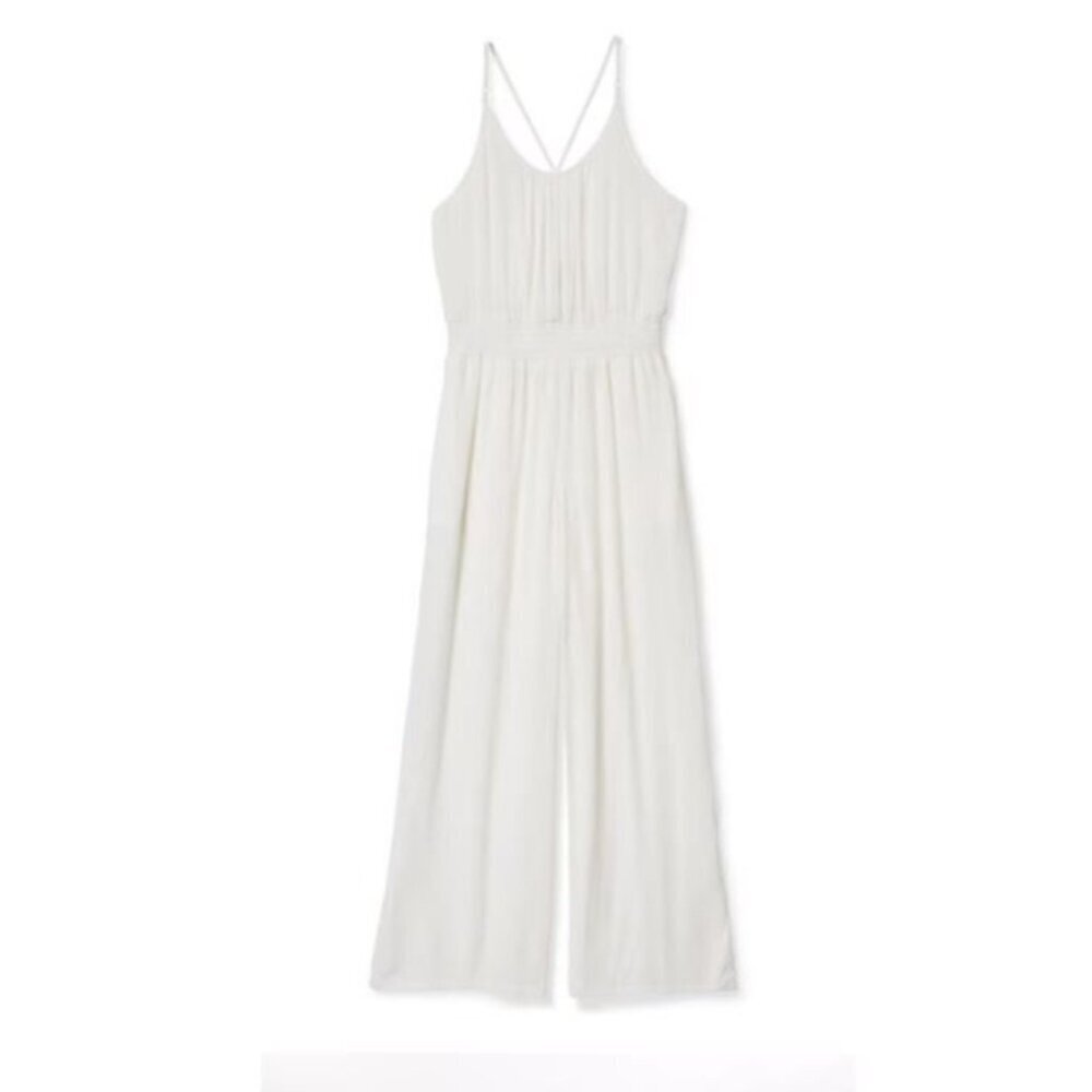 NEW Prana Women's Fernie Jumpsuit Wide Leg  Pull On Swim Cover White Size Medium